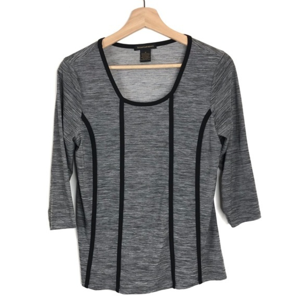 Susan Lawrence Heather Grey Stretch Ribbed Top